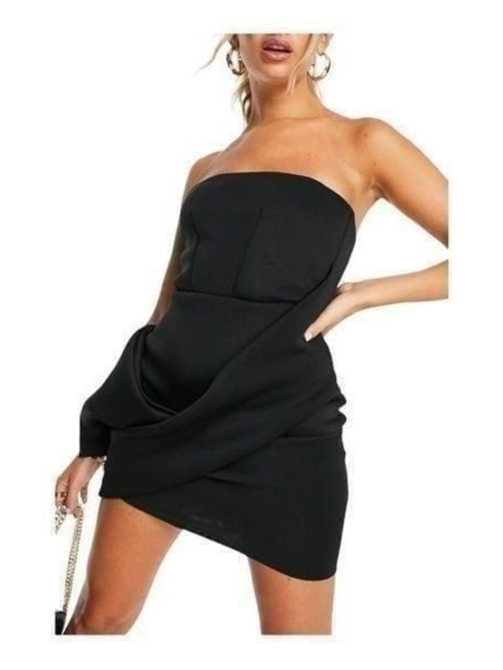Asos Design Strapless Wrap Style Neoprene Mini Dress